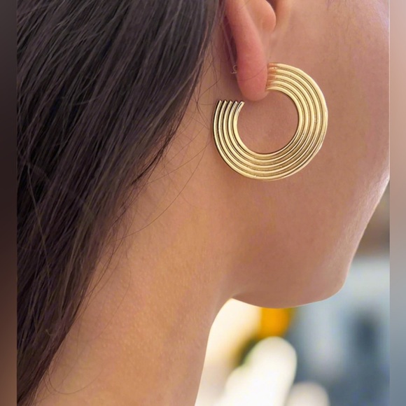 JENNIFER ZEUNER Authentic Camilla 14K-Gold-Plated Hoop Earrings NWT - Picture 8 of 8